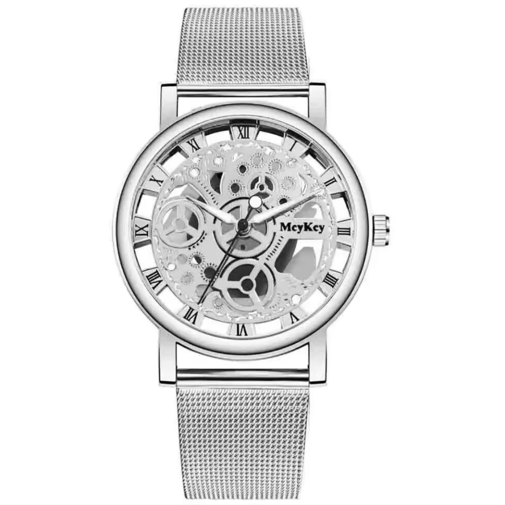 Silver Skeletion Mesh Watch